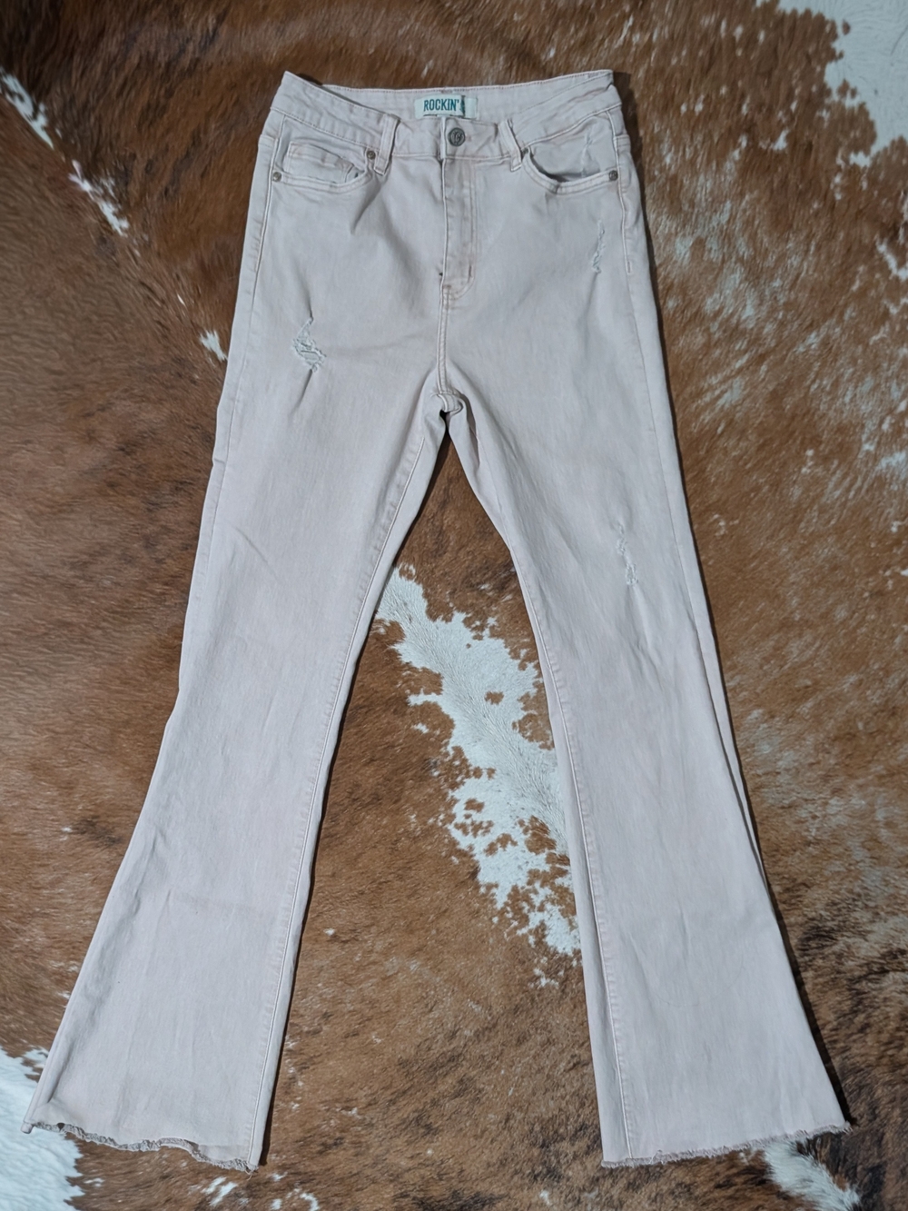 Rockin' C Pale Pink High-Rise Flare Jeans — Women's Wide Leg